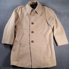 Vintage Pendleton Womens Virgin Wool Tan Peacoat Double Breasted Long Large