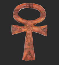 UNICO FARAONICO ANTICO EGIZIO FATTO A MANO ANKH KEY OF LIFE STATUA SCARABEO (BD)