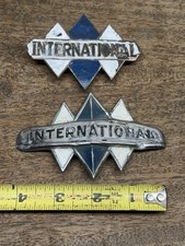 Vintage Lot of 2 International Harvester Triple Diamond Logo Emblems  1940's