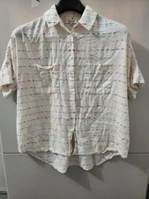 Madewell Top Womens S White Courier Button Shirt Fleck Stripe Colorful Oversize