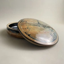 Handmade Crutchfield Lidded Studio Pottery Dish Signed; Vintage Ceramic Art