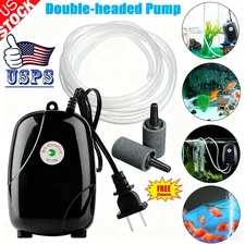 Silent Air Pump Aquarium Fish Tank Pump Hydroponic Oxygen 2 Outlet 5W Pump