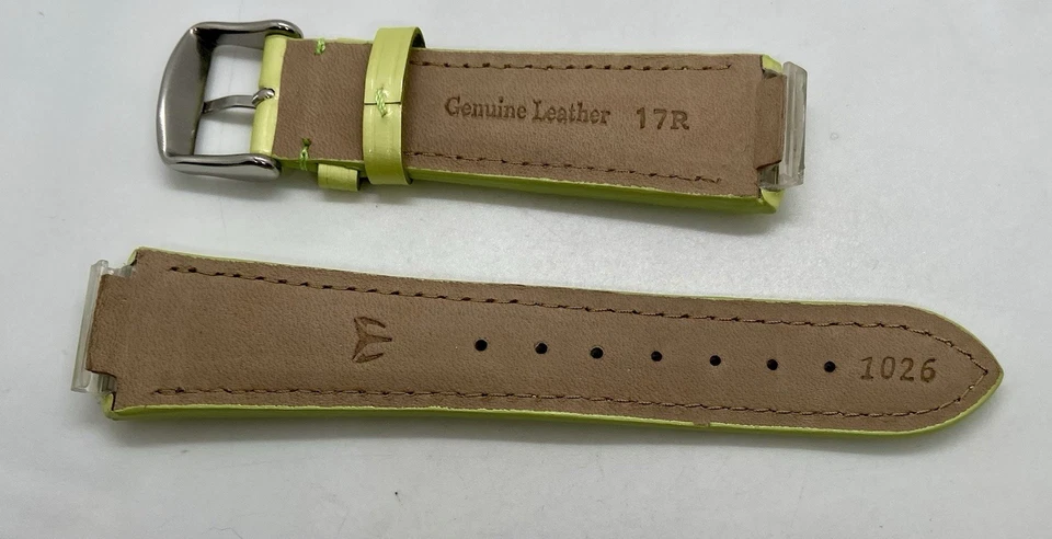 Новый ремешок для часов TECHNOMARINE натуральная кожа 17 мм ушки желтый/зеленый с подкладкой - Изображение 2 из 4