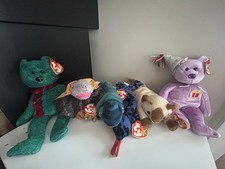 TY Beanie Babies Lot of 6 w/ Tags Vintage Plush Bear Dog Monkey Bundle