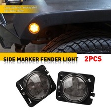 Pair Front Fender LED Side Marker Light Smoke Lens for 2007-18 Jeep Wrangler JK