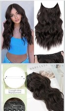 KooKaStyle Invisible Wire Hair Extensions. Dark Brown/6 16 Inch for Women 2pk