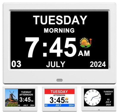 TIMEMOON 7'' Digital Calendar Alarm Clock for Elderly & Visually Impaired Photo F