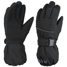 Kids Ski Snow Gloves Winter Cold Weather Windproof 11-14 years old C - Black