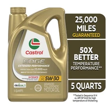 Castrol EDGE Extended Performance 5W-30 Advanced Full Synthetic Motor Oil, 5 Qua