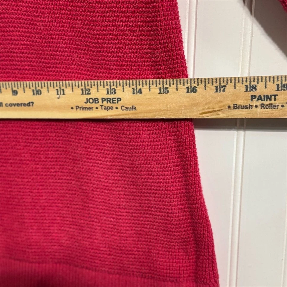 L.L.Bean Cotton Cashmere Sweater M Pink Waffle Knit Henley Button Pullover Cozy - Image 4 of 4