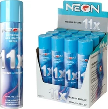 12 Can Neon 11X Refined Butane Lighter Gas Fuel Refill 300 mL 10.14 oZ Each