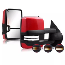 Red Towing Mirrors For 2007-2013 Chevy Silverado GMC Sierra 1500 2500HD 3500HD