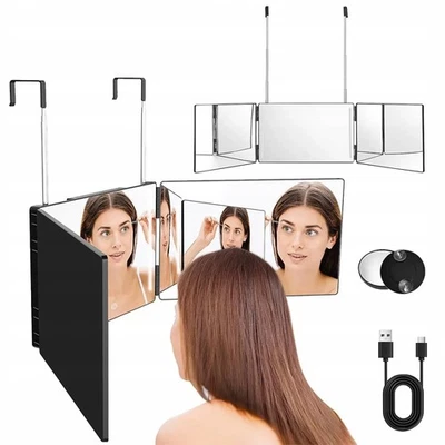 MARKENLOS 360-Grad-Spiegel 3 Wege LED Spiegel Faltbarer Kosmetikspiegel mit Halterungen DE