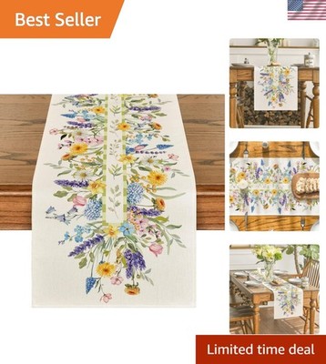 Vibrant Floral Table Runner 13x72 for Indoor Parties - Easy Clean Polyester