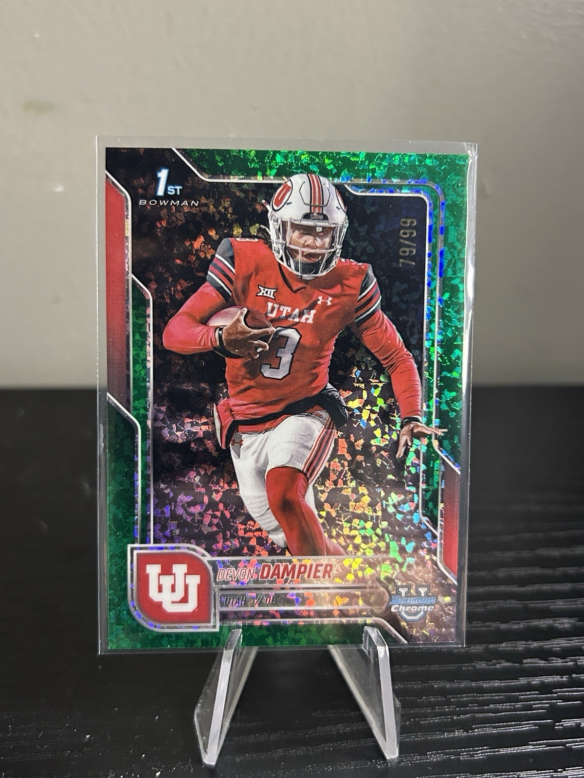 2025 Bowman University Chrome #3 Devon Dampier Green Shimmer Refractor #/99