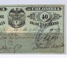 COLOMBIA 40c CUBIERTA Insured Letter Stamp Super *Santa Librada* 1894 Oval WX427