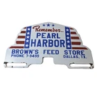 Vintage Pearl Harbor License Plate Topper - Feed Sign Ad on Automobile Topper