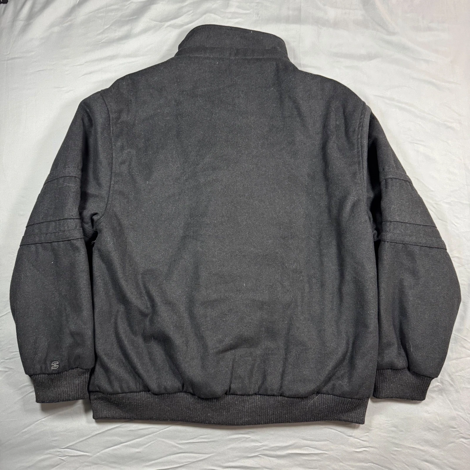 NWT Sportier Bomber Jacket Mens XL Charcoal Wool Blend Snap Front Gray image 2