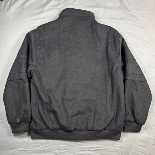 NWT Sportier Bomber Jacket Mens XL Charcoal Wool Blend Snap Front Gray image 2