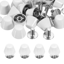 10mm Purse Handbag Feet, 15 Sets Round Flat Studs, White