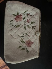 Vintage 1960's Evening Bag Seed Beaded and Floral Pettipoint Purse France