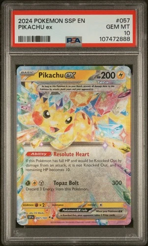 2024 POKEMON SSP EN-SURGING SPARKS #057 PIKACHU EX PSA 10