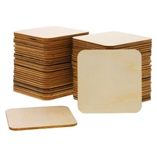60 Pack Unfinished Wooden Coaster Wood Square Cutout Tiles for DIY Crafts, 3x3"