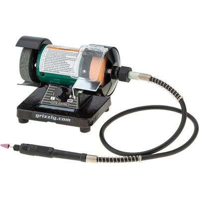 T32002 3'' Variable-Speed Mini Benchtop Grinder/Buffer with Rotary Shaft
