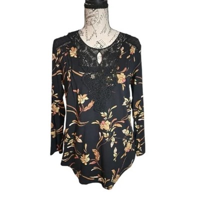 NWT Daniel Rainn Floral Lace Bib Blouse, Size Small