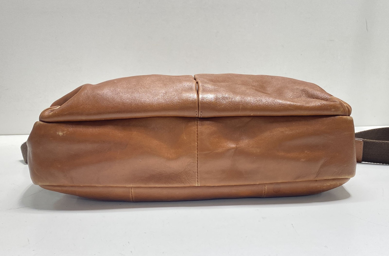 Fossil Messenger Bag Brown Solid Leather Adjustab… - image 3