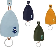 Car Key Holder 4 PCS, PU Leather Key Pouch Cute Key Bag with Key Ring, Pull Out 