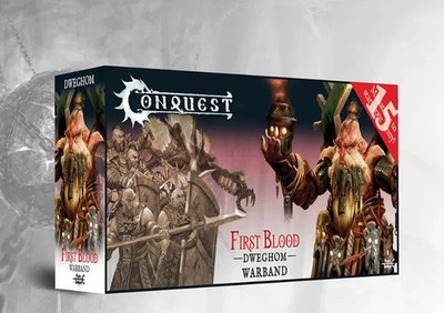 Conquest: Dweghom - First Blood Warband - 15 Minis + Cards & Rulebook - NIB