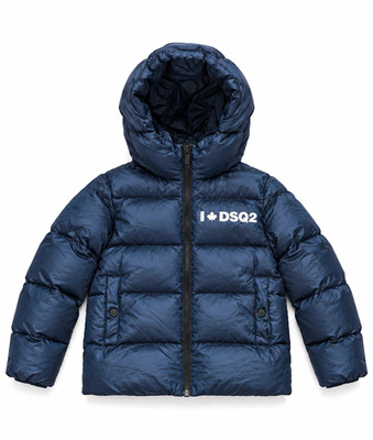 Dsquared2 Kinder Daunenjacke mit Kapuze Blau Logo, Größe 8-9 Jahre