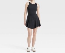 JoyLab Athletic Tennis Dress Womens XL Black Scallop Back Sleeveless Active
