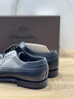 Church's Portmore Black Leather Rubber Sole Luxury Church's Men's