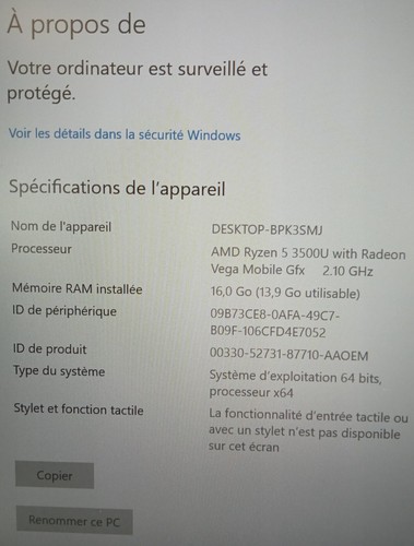 HP PROBOOK 445RG6 14" AMD RYZZN 5 3500U 2,1GHz 14GO 256GB SSD SN: 5CD0128XDS - Photo 2/9