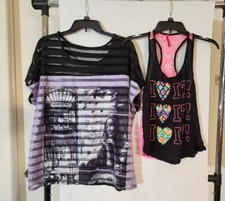 Lot of 2 items-Women Swim Suit Cover Ups, Small is Pink Black with Multi Heart