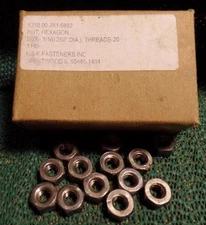 100 NSN 5310-00-761-6882 MIL SPEC 1/4-20  STEEL NUTS K&K FASTENERS INC.