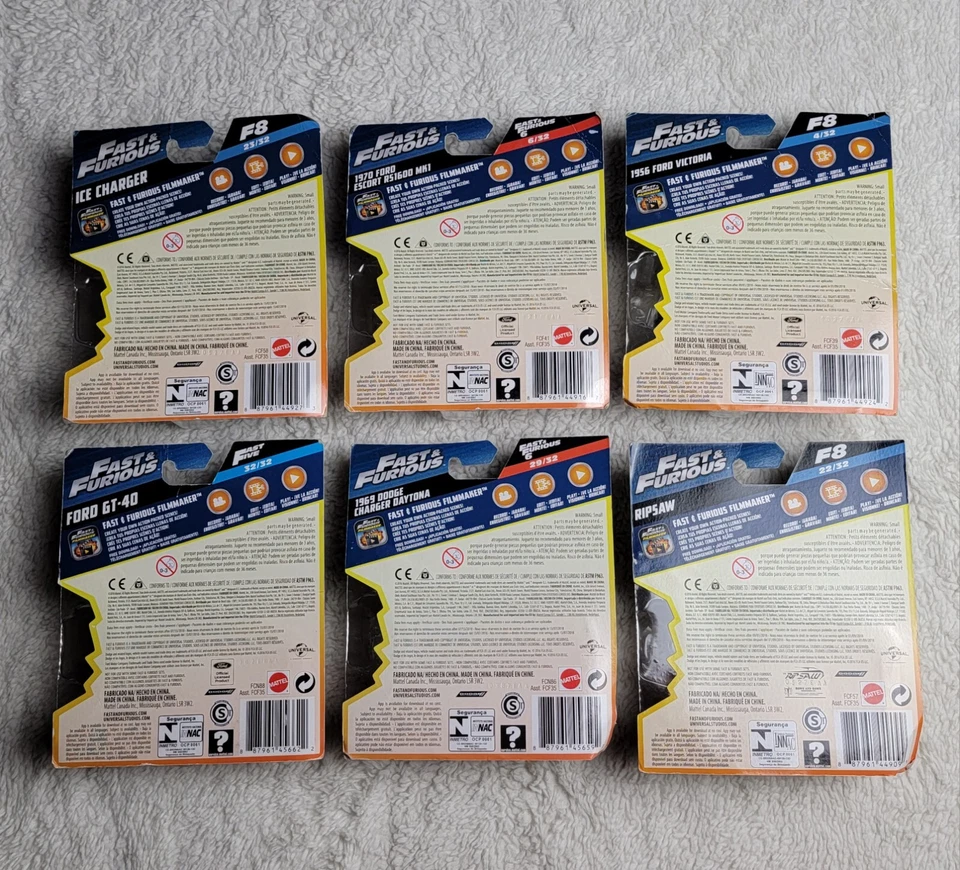 Fast & Furious Lot Bundle of 6 Ice Charger Ford GT-40 Ford Dodge Set Mattel - Image 2 of 4