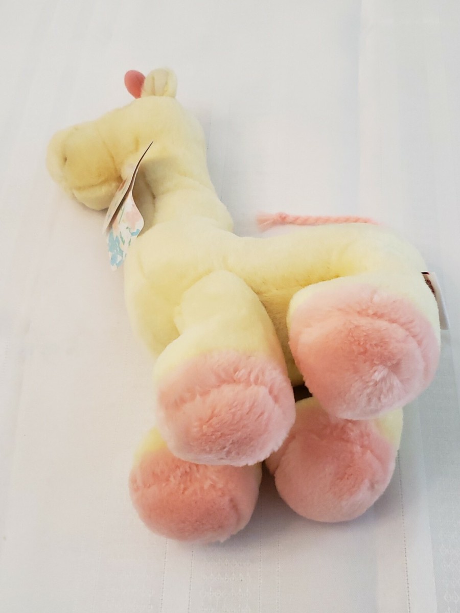 Vintage Dakin 13” Musical baby toy Stuffed Plush Yellow Giraffe