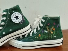 Custom Converse chuck taylor embroidery flower and butterfly