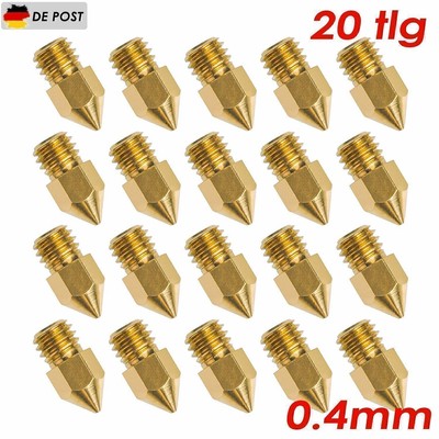 Für 3D Drucker Für Makerbot Creality 20x 0.4mm/1.75mm MK8 Extruder Nozzle Düse
