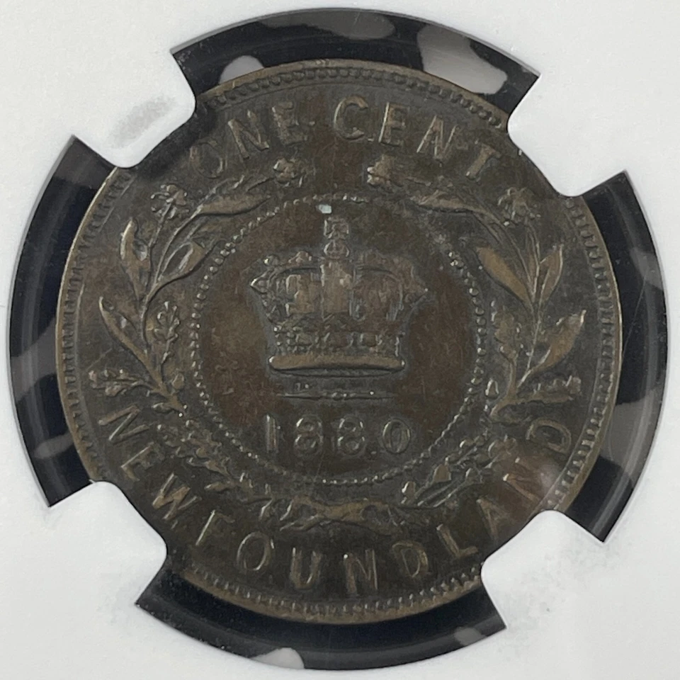 1880 Newfoundland Large Cent NGC AU50BN Lot#G9941 Oval '0' Variety, Key Date! - Image 3 of 3