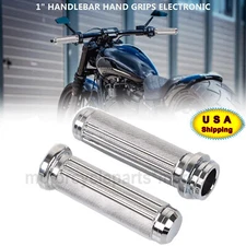 Chrome 1" Electronic Handlebar Hand Grips Fit For Harley Electra Tri Glide FLHT