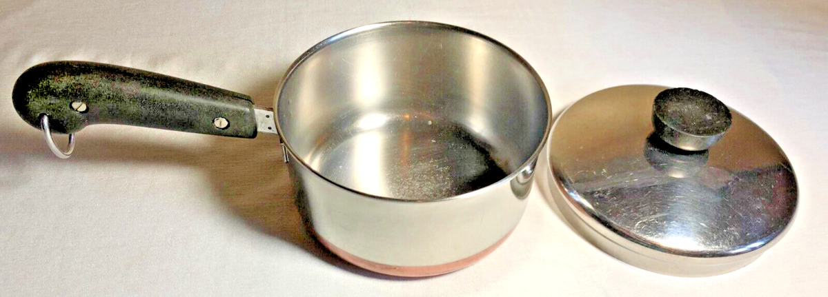 Revere Ware 1 Qt Sauce Pan w Lid Copper Clad Riverside CA 1948