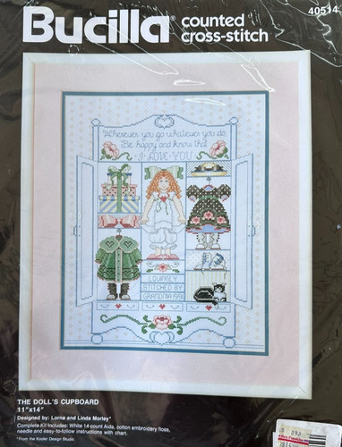 The Doll's Cupboard by Bucilla counted Cross stitch kit 1991 vintage