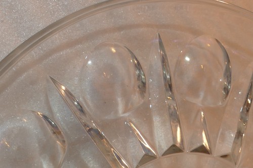 3 Vintage Snack Set Plates only, clear glass slightly iridescent 10 inch - Picture 9 of 12