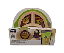 Disney Star Wars MANDALORIAN 5Pc Bamboo Fiber Dinnerware Set NEW Grogu NIB