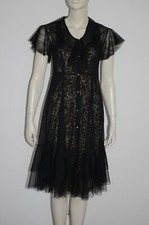 MARC CAIN ⭐ sexy Dress - zartes doppellagiges Kleid Schwarz & Beige ⭐ N1 - 34