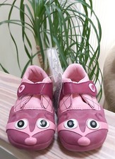 POLLIWALKS KIDS "TOYS FOR FEET" Pink Raccoon Shoes w Leather Upper - Sz 8 - NEW
